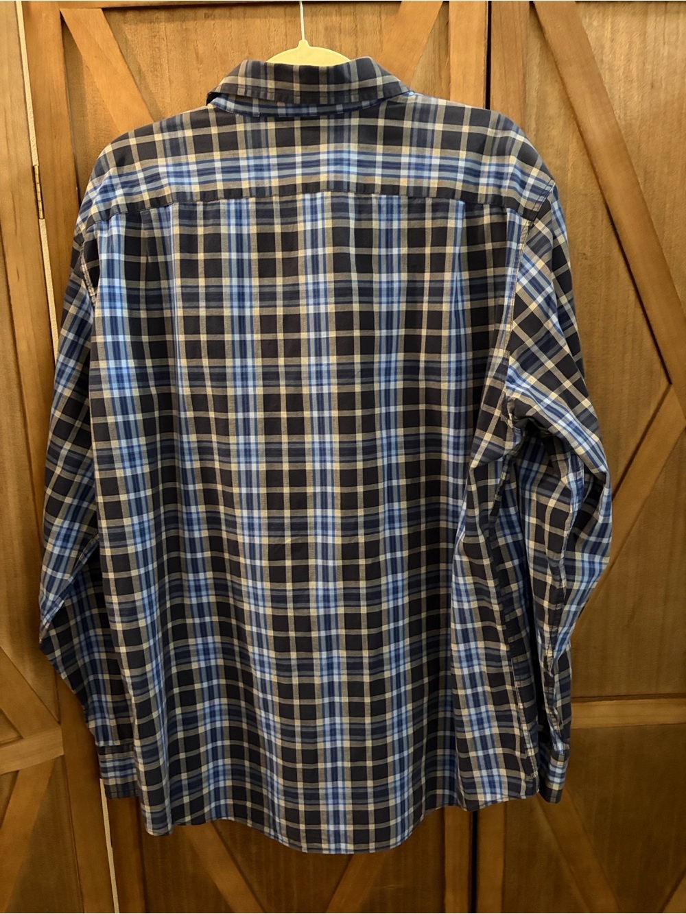 NAUTICA Men's Navy and Light Blue Plaid Button-Down Shirt SIZE LARGE - Picture 6 of 7